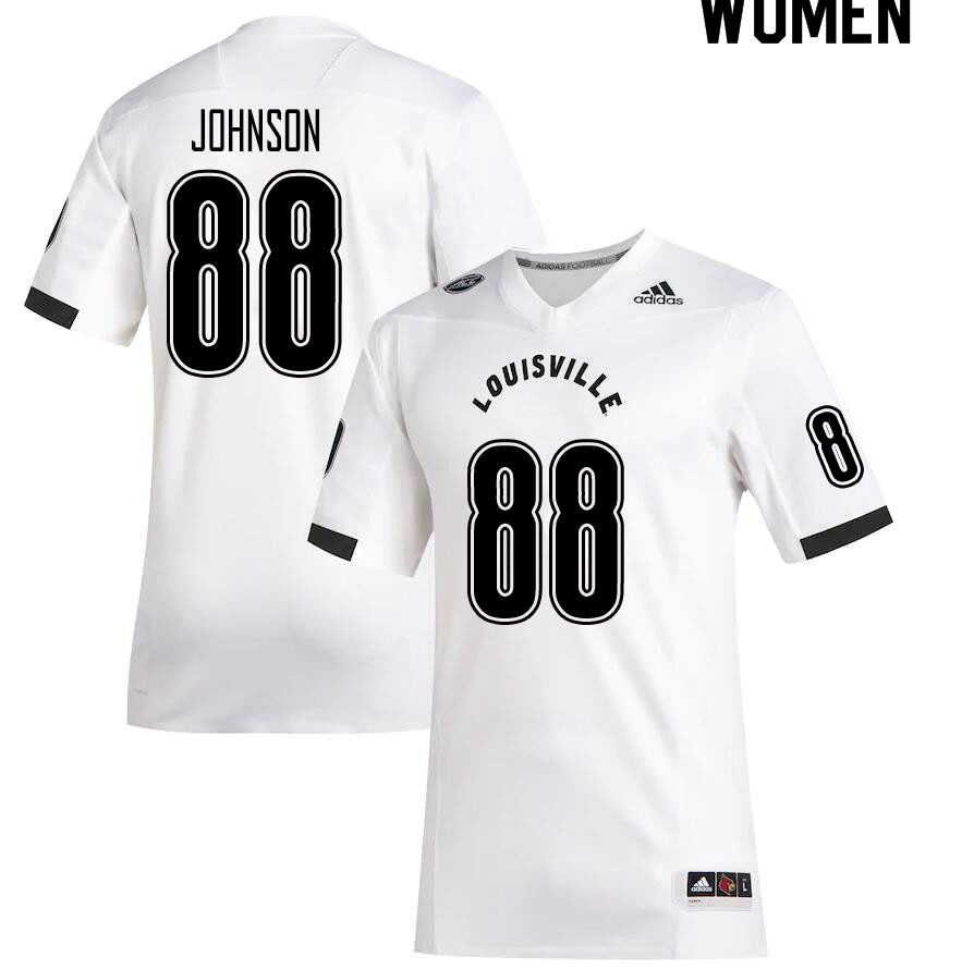 Women #88 Roscoe Johnson Louisville Cardinals College Football Jerseys Sale-White